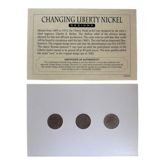 American Coin Treasures Changing Liberty Nickel Designs 3-pc Coin Collection - Picture 4 of 6